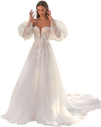 Lace Appliqued Wedding Dresses for Bride 2025 Beach Wedding Bridal Gowns for Women SE002 - Bmbride