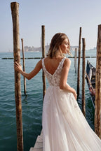 Lace Appliqued Wedding Dresses for Bride 2025 Beach Wedding Bridal Gowns for Women SE002 - Bmbride