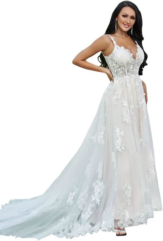 Lace Appliqued Wedding Dresses for Bride 2025 Beach Wedding Bridal Gowns for Women SE002 - Bmbride