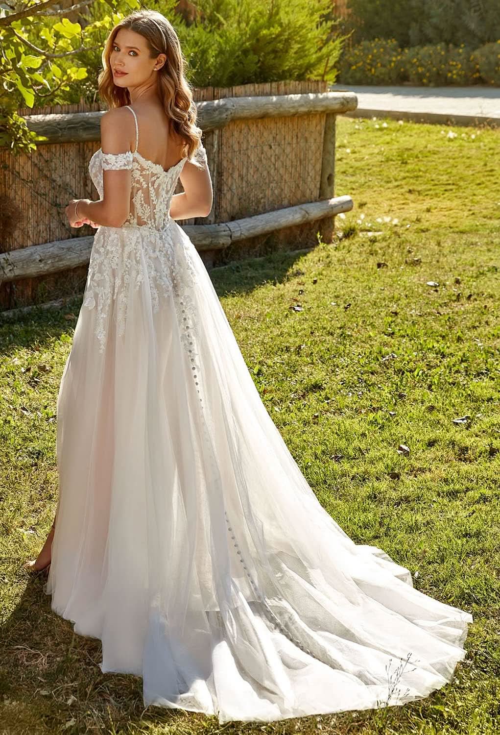 Lace Appliqued Wedding Dresses for Bride 2025 Beach Wedding Bridal Gowns for Women SE002 - Bmbride