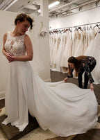 Lace Appliqued Wedding Dresses for Bride 2025 Beach Wedding Bridal Gowns for Women SE002 - Bmbride