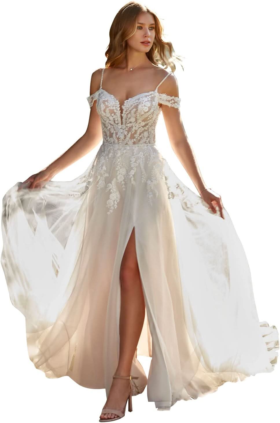 Lace Appliqued Wedding Dresses for Bride 2025 Beach Wedding Bridal Gowns for Women SE002 - Bmbride
