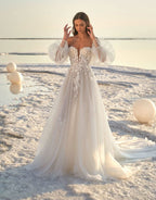 Lace Appliqued Wedding Dresses for Bride 2025 Beach Wedding Bridal Gowns for Women SE002 - Bmbride