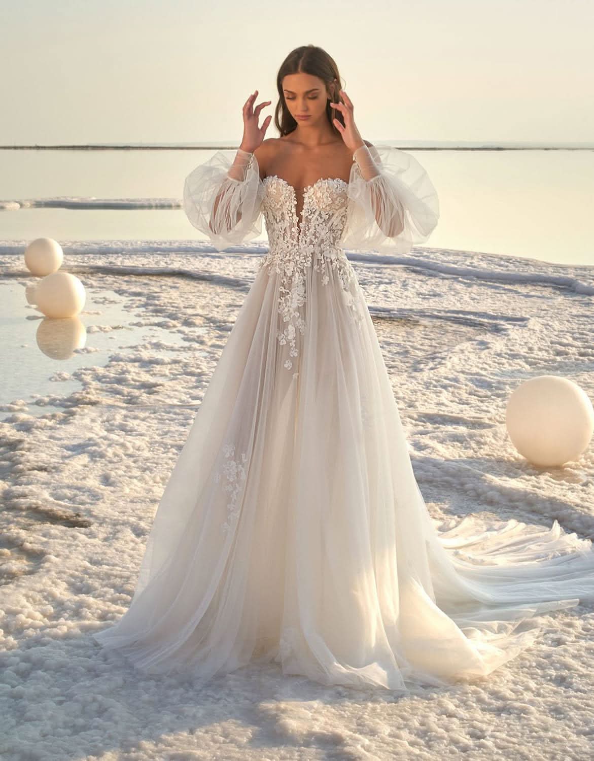 Lace Appliqued Wedding Dresses for Bride 2025 Beach Wedding Bridal Gowns for Women SE002 - Bmbride