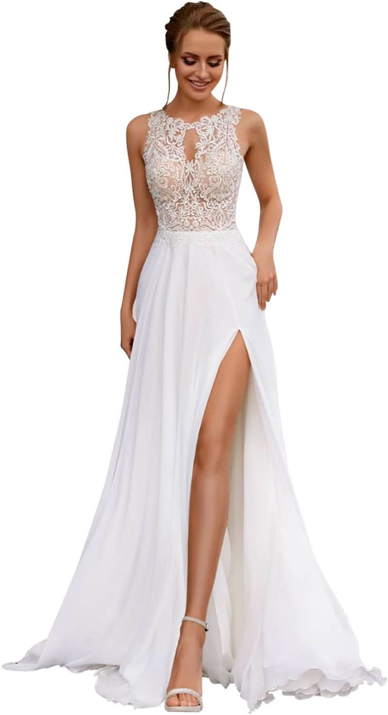 Lace Appliqued Wedding Dresses for Bride 2025 Beach Wedding Bridal Gowns for Women SE002 - Bmbride