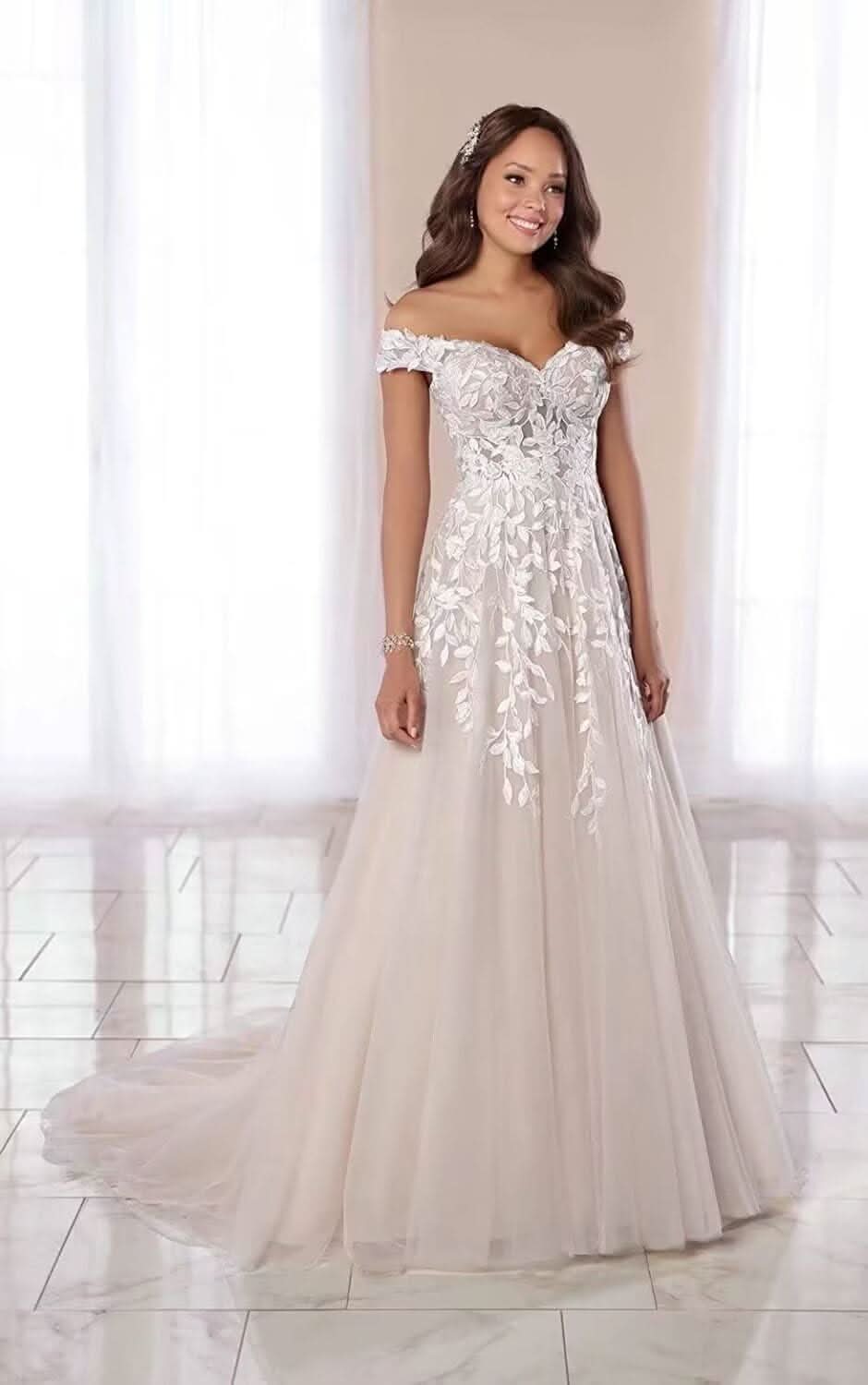 Lace Appliqued Wedding Dresses for Bride 2025 Beach Wedding Bridal Gowns for Women SE002 - Bmbride