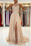 Lace Appliques A-Line Sleeveless One-Shoulder Simple Prom Dress BM bride