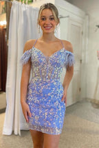 Charming Off-the-Shoulder Lace Sheath Homecoming Dress BM bride