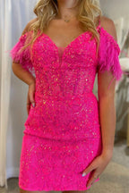 Charming Off-the-Shoulder Lace Sheath Homecoming Dress BM bride