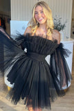 Lovely Lavender Strapless Ruffle A-Line Short Dress with Detachable Sleeves BM bride