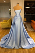 BMbride Light Blue A-line Sleeveless Evening Dresses Long Simple Prom Dresses BMbride