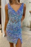Constance |Bodycon Blue Sequins Lace Homecoming Dress BM bride