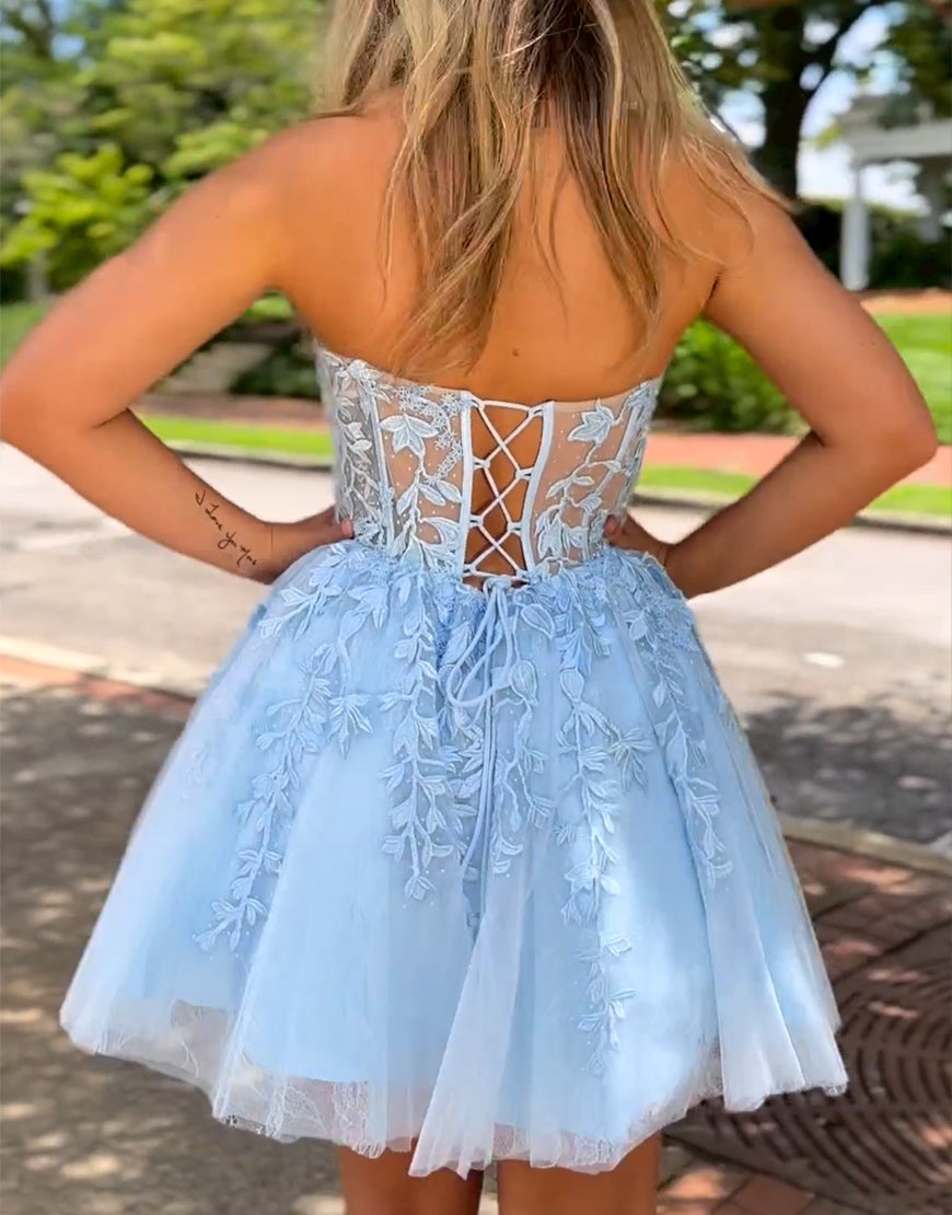Yasmin |A-line Appliques Corset Homecoming Dress BM bride