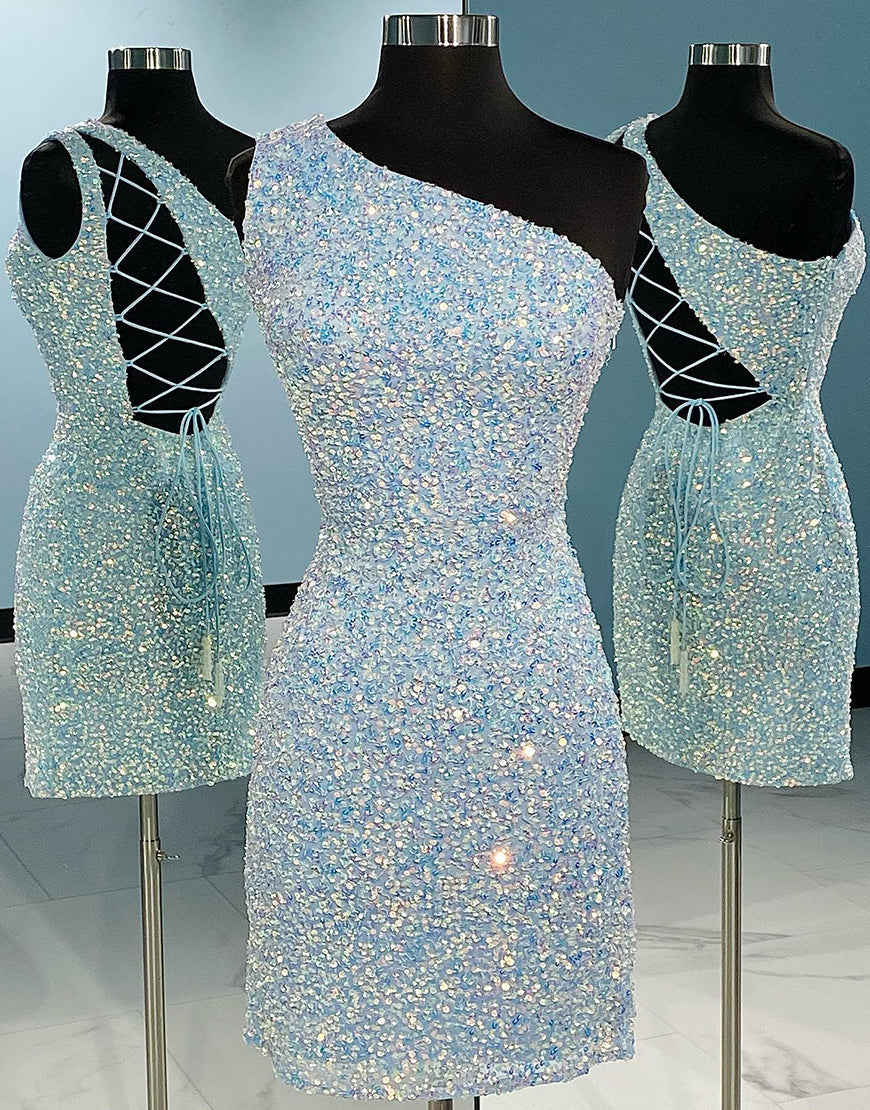 Chic Sheath Dark Blue Short Sequins Homecoming Dress BM bride