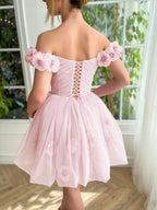 Lovely Lilac Corset Strapless Short Tulle Homecoming Dress BM bride