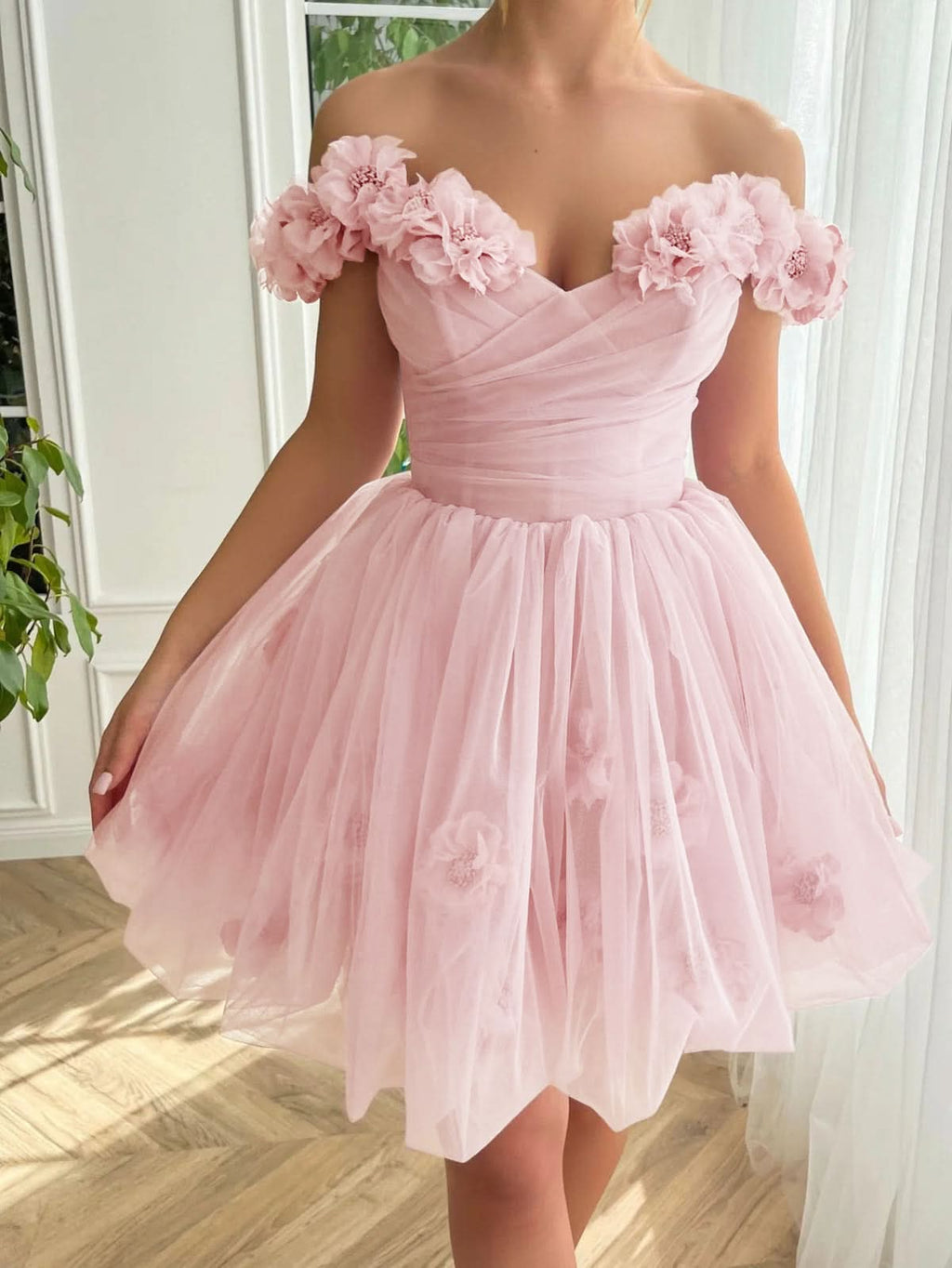 Lovely Lilac Corset Strapless Short Tulle Homecoming Dress BM bride