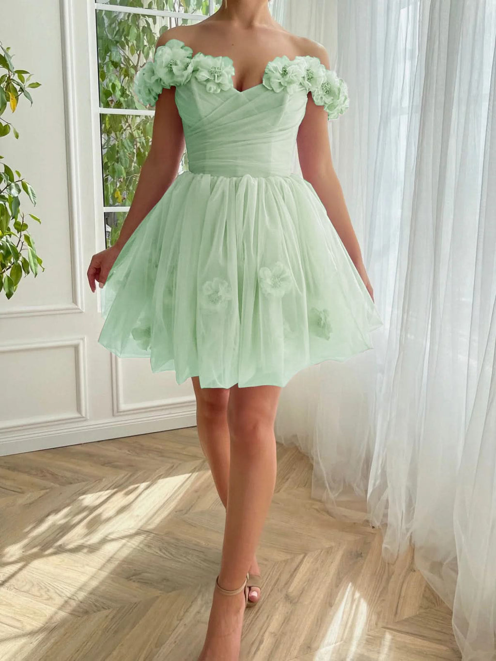 Lovely Lilac Corset Strapless Short Tulle Homecoming Dress BM bride