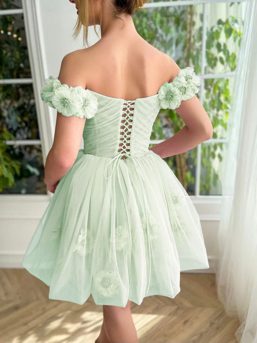 Lovely Lilac Corset Strapless Short Tulle Homecoming Dress BM bride