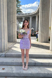 Charming Lilac Sequin Lace V Neck Short Homecoming Dresses BM bride