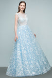 BMbride Long Appliqued Tulle A-line Cap Sleeves Prom Dresses BMbride