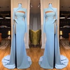 BMbride Long Sleeves High Neck Mermaid Prom Dress Long With Slit BMbride