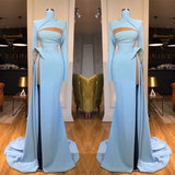 BMbride Long Sleeves High Neck Mermaid Prom Dress Long With Slit BMbride