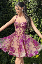 Lovely A-Line Purple Sequins Appliques Sweetheart Short Homecoming Dress BM bride