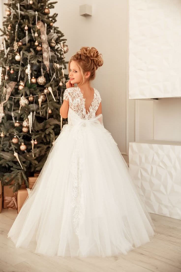 Gorgeous Long Princess Tulle Floor-length Flower Girl Dress BM bride
