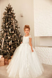 Gorgeous Long Princess Tulle Floor-length Flower Girl Dress BM bride