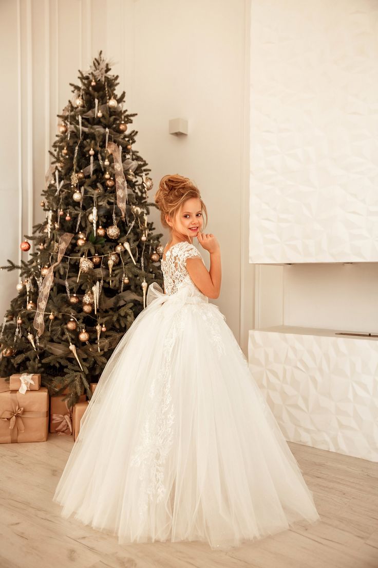 Gorgeous Long Princess Tulle Floor-length Flower Girl Dress BM bride