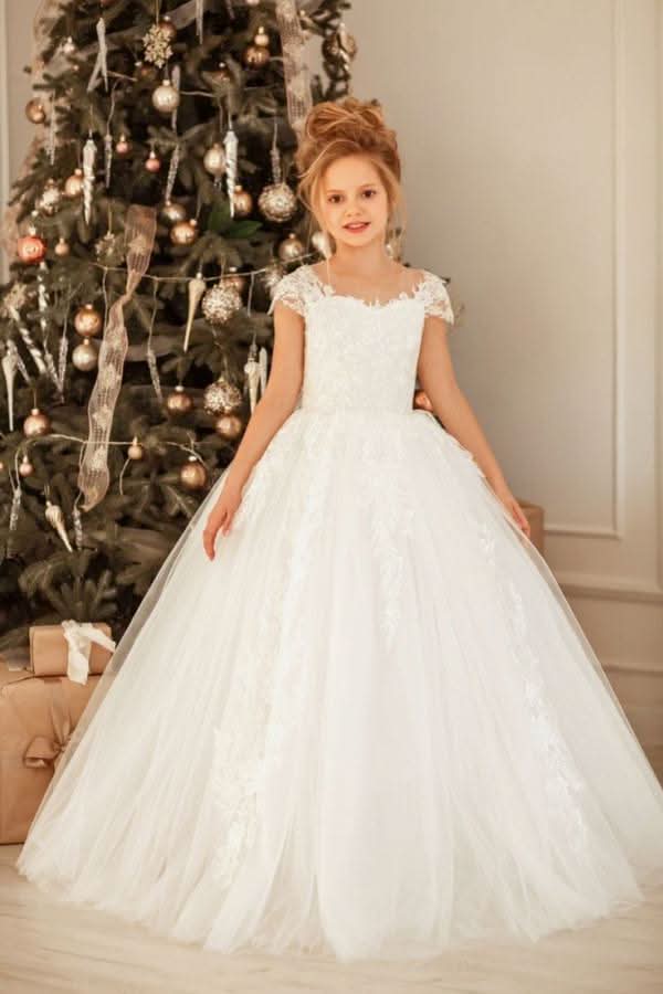 BMbride Lovely Long Princess Tulle Floor-length Flower Girl Dress BMbride