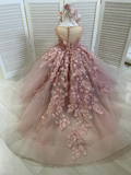 BMbride Lovely Sleeveless Ball Gown Flower Girls Dress With Appliques BMbride