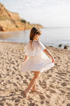 BMbride Lovely White A-line 3/4 Sleeves Appliques Flower Girls Dress With Lace BMbride