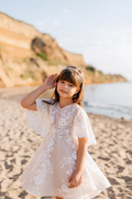BMbride Lovely White A-line 3/4 Sleeves Appliques Flower Girls Dress With Lace BMbride