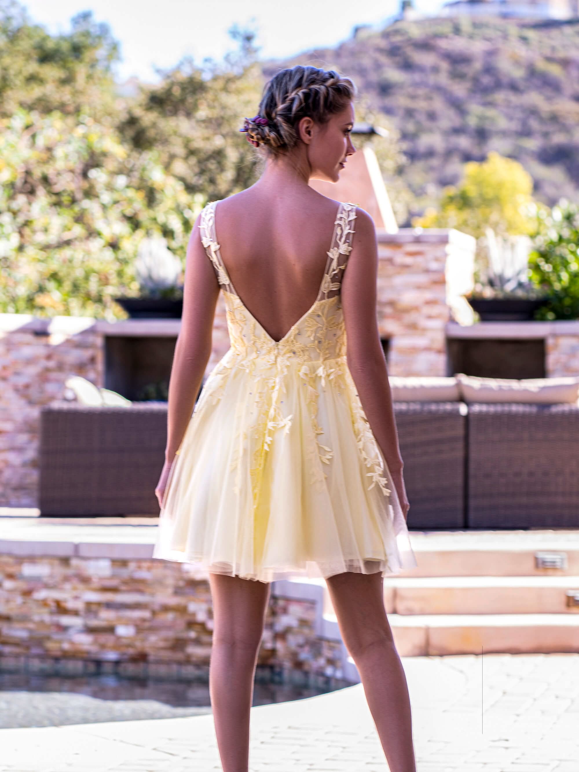 Rich Burgundy A-Line V Neck Tulle Homecoming Dress BM bride