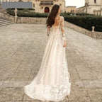 Loyeloy Women's Wedding Dresses for Bride 2025 Sexy V Neck Slit Lace Bridal Wedding Gowns for Bride YJ010 - Bmbride