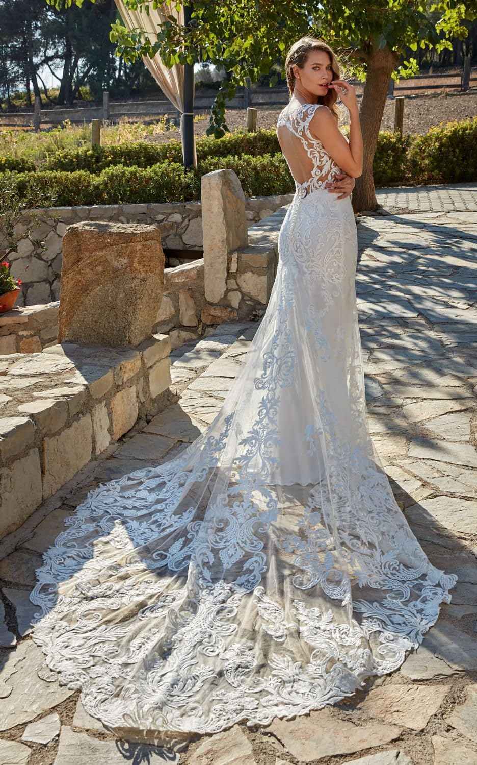 Loyeloy Women's Wedding Dresses for Bride 2025 Sexy V Neck Slit Lace Bridal Wedding Gowns for Bride YJ010 - Bmbride