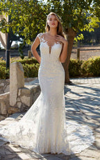 Loyeloy Women's Wedding Dresses for Bride 2025 Sexy V Neck Slit Lace Bridal Wedding Gowns for Bride YJ010 - Bmbride
