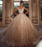 BMbride Luxury Long Glitter Wedding Dresses Princess with Lace BMbride