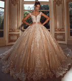 BMbride Luxury Long Glitter Wedding Dresses Princess with Lace BMbride