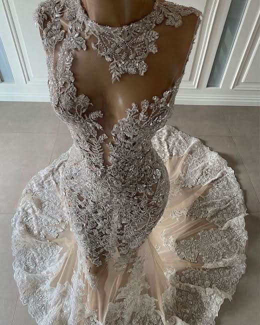 BMbride Luxury Long Sexy Mermaid Sleeveless Prom Dresses With Lace BMbride