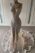 BMbride Luxury Long Sexy Mermaid Sleeveless Prom Dresses With Lace BMbride