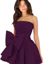 Simple Sleeveless Ruched Mini Homecoming Dress with Bow, Perfect for Any Party BM bride