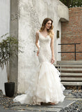 Mermaid Tulle Appliques Chapel Train Wedding Dress BMbride