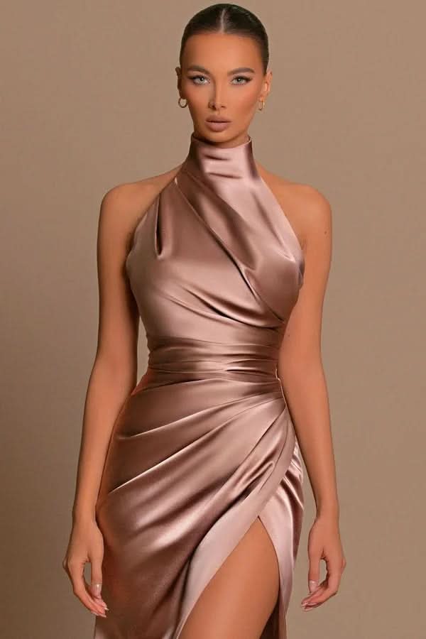 BMbride Modern Long A-line High Neck Sleeveless Prom Dress With Slit BMbride