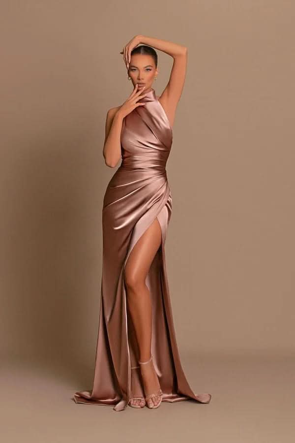 BMbride Modern Long A-line High Neck Sleeveless Prom Dress With Slit BMbride