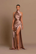 BMbride Modern Long A-line High Neck Sleeveless Prom Dress With Slit BMbride