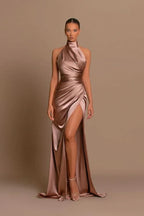 BMbride Modern Long A-line High Neck Sleeveless Prom Dress With Slit BMbride