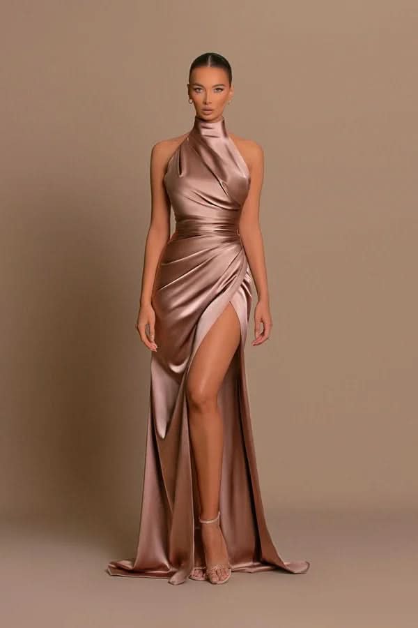 BMbride Modern Long A-line High Neck Sleeveless Prom Dress With Slit BMbride