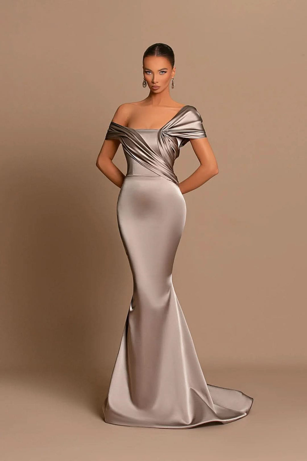 BMbride Modern Long Mermaid Off-the-shoulder Prom Dress With Train BMbride